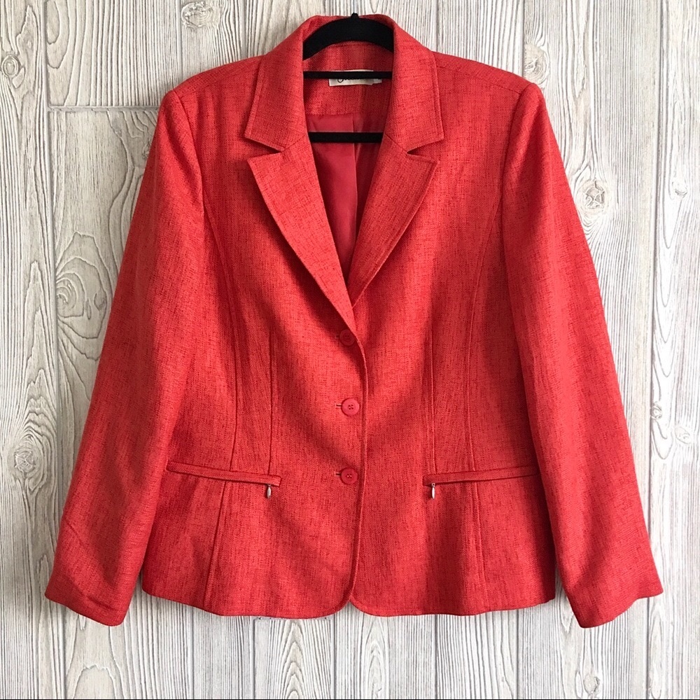 Jessica Large Red Coral Blazer Linen Bl…
